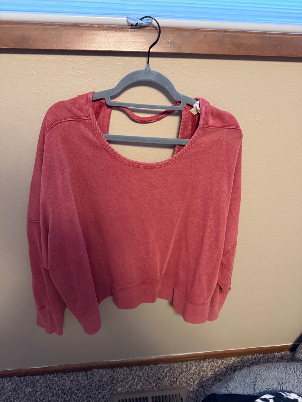Love Stitch Red Pullover W/ Open Back Sz M/L